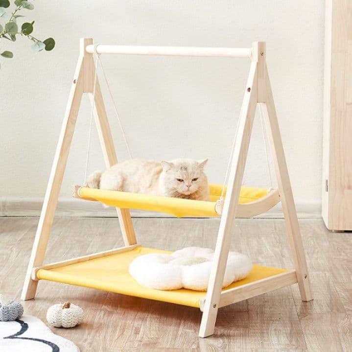 ハンモック 木製二段式猫専用吊り下げ休憩台
