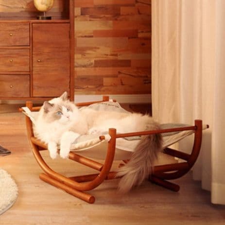 ハンモック 猫専用木製ゆりかご型ハンモック