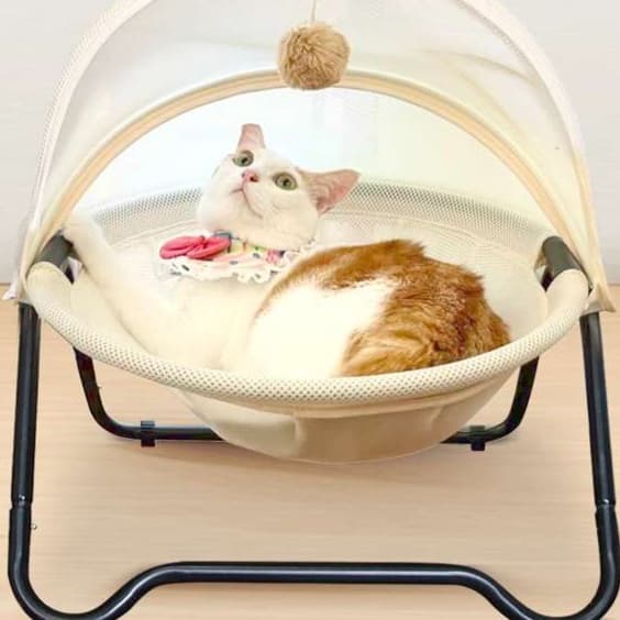 ハンモック 夏のふわふわ空中猫用ドレス付きベッド