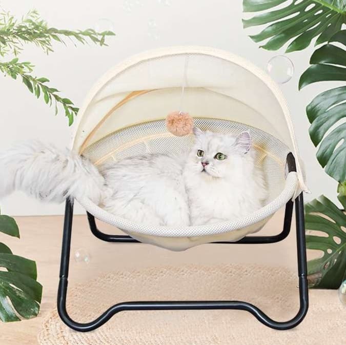 ハンモック 夏のふわふわ空中猫用ドレス付きベッド